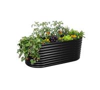 Relaxdays Raised Bed for Flowers, Plants & Veg, Galvanised Metal, Half-Round, 160x80x80 cm, Black