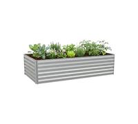 Relaxdays Raised Bed for Flowers, Plants & Veg, Galvanised Steel, 57x240x90cm, Silver