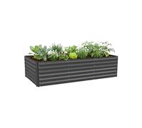 Relaxdays Raised Bed for Flowers, Plants & Vegetables, Galvanised Metal, 57x240x90 cm, Anthracite