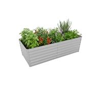 Relaxdays raised bed, galvanised iron, HxWxD: 57 x 180 x 90 cm, rectangular garden bed for vegetables, herbs, light grey