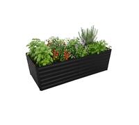 Relaxdays Raised Bed, Galvanised Iron, Rectangular for Vegetables, Herbs, Flowers, 57x180x90cm, Black