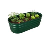 Relaxdays raised bed, galvanised metal, flowers, plants & vegetables, HxWxD: 45 x 150 x 60 cm, half-round, green