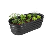 Relaxdays raised bed, galvanised metal, flowers, plants & vegetables, HxWxD: 45x150x60 cm, half-round, anthracite