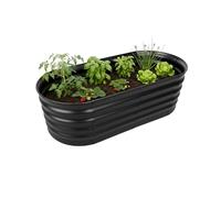 Relaxdays raised bed, galvanised metal, flowers & vegetables, HxWxD: 45 x 150 x 60 cm, semi-circular bed, black