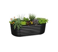 Relaxdays Raised Bed, Galvanised Metal for Flowers, Herbs & Vegetables, 60x200x100 cm, Half-Round, Black
