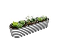Relaxdays Raised Bed, galvanised metal, for flowers, plants & veg, HWD: 45x200x60 cm, half-round bed, silver