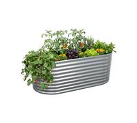 Relaxdays raised bed, galvanised metal, for flowers, plants & veg, HxWxD: 80x160x80 cm, half-round, silver