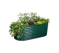 Relaxdays Raised Bed, Galvanized Metal for Flowers, Plants & Veg, 160x80x80 cm, Half-round, Green