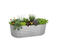 Relaxdays Raised Bed, Galvanized Metal for Flowers & Vegetables, 60x200x100 cm, Half-Round, Light Grey