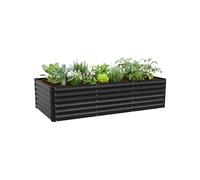 Relaxdays Raised Bed Garden Planter, Galvanised Metal for Flowers, Plants & Vegetables, 57x240x90 cm, Black