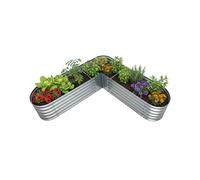 Relaxdays Raised Bed, L-Shaped, Galvanised Steel, 43x213x213 cm, for vegetables, herbs, flowers, Silver