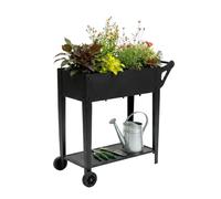 Relaxdays Raised bed w/ 2 wheels & shelf