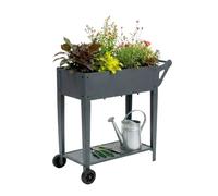Relaxdays Raised bed w/ 2 wheels & shelf
