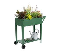 Relaxdays Raised bed w/ 2 wheels & shelf