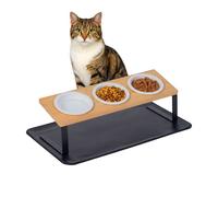 Relaxdays Raised ceramic cat bowl & mat