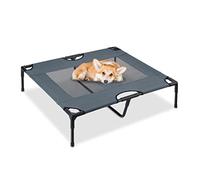 Relaxdays Raised Dog Bed 20 x 92 x 76 cm up to 35 kg Metal and Plastic Grey, 40% steel, Gray, 20x92x76 cm