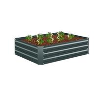 Relaxdays Raised Flowerbed, Galvanised Metal, for Flowers, Plants & Vegetables, HxWxD: 30x120x90 cm, Gardening Accessory, Iron, Anthracite, 30 x 120 x 90 cm