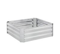 Relaxdays Raised Flowerbed, Galvanised Metal, for Flowers, Vegetables, HxWxD: 30x90x90 cm, Plant Bed, Silver, Iron, 30 x 90 x 90 cm
