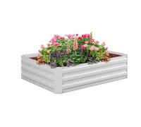 Relaxdays Raised Flowerbed, Metal, White, 30 x 120 x 90 cm