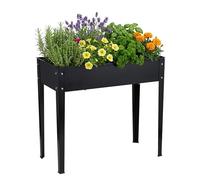 Relaxdays Raised Garden Planter in Black, Powder-Coated Steel, 80x85x40 cm for Balcony, Terrace & Garden