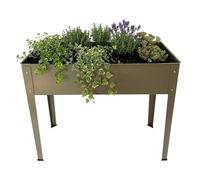 Relaxdays Raised Garden Planter, Powder-Coated Steel, Height 80 cm, Width 85 cm, Depth 40 cm, Beige