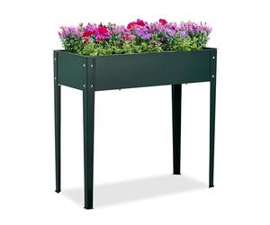 Relaxdays Raised Planter, Herb & Flower Box, for Garden, Balcony & Patio, Powder-Coated Steel, 80 x 85 x 40 cm, Green
