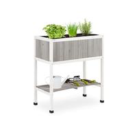 Relaxdays Raised Wooden Planter with Liner, Flower Bed on Legs, 80.5 x 74 x 38 cm, for Balcony, Patio & Garden