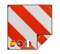 Relaxdays Rear Warning Sign, 2in1 Reflective Plate Spain & Italy, Car, Caravan, Aluminium, Red/White, Striped, 50x50cm