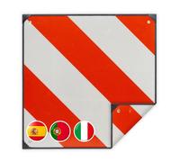 Relaxdays Rear Warning Sign, 2in1 Reflective Plate Spain & Italy, Car, Caravan, Aluminium, Red/White, Striped, 50x50cm