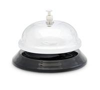 Relaxdays Reception Bell, Tabletop, Hotel Desks & Bars, Clear Sound, Chrome Metal,HxDiam. 6 x 8.5 cm, Silver, Iron, 1-Pack