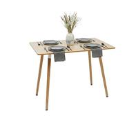 Relaxdays Rectangular Dining Table, MDF & Bamboo, Seats 4, Scandinavian, Natural, 75 x 110 x 70 cm