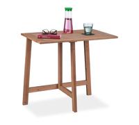 Relaxdays Folding Table, Rectangular, HxWxD: 73 x 80 x 50 cm, Balcony & Garden, Fir, Outdoor, Wall Tabletop, Brown, Wood, 73x80x50cm