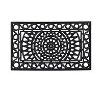 Relaxdays Rectangular iron look Doormat, 45 x 75 cm, Door Mat Inside & Outside, Non-Slip, Shoe Wiper, Black, Rubber, 45x75cm