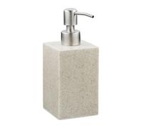 Relaxdays Soap Dispenser, Rectangular, 300 ml, Refillable, Bathroom, for Liquids, Polyresin, Stainless Steel Pump, Beige