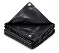 Relaxdays Rectangular Tarpaulin, 2 x 3 m, 140 g/m² PE Fabric, Garden, Black | Building, Waterproof, UV-Resistant