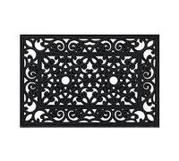 Relaxdays Rectangular Wrought Iron look Doormat, 40x60cm, Door Mat Inside & Outside, Non-Slip, Shoe Wiper, Black, Rubber