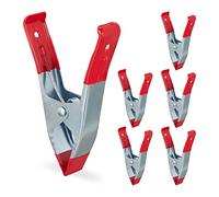 Relaxdays Red Spring Clamp Set of 6, 50mm, for Handicraft, Model Making, Glue Clamps, Metal