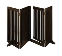 Relaxdays Retractable Safety Gate with Door and Feet, Children & Pets, Free-Standing Barrier, HxW: 92x207 cm, Dark Brown, Fibreboard
