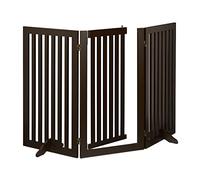 Relaxdays Retractable Safety Gate with Door, with Feet, Children & Pets, Free-Standing Barrier, HxW: 92x154 cm, Brown, Fibreboard