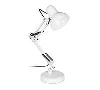 Relaxdays Retro Desk lamp, Articulated arm, swivelling, Office Reading lamp, Metal, E27, H x W x D: 50 x 27 x 15 cm, White