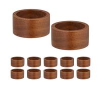 Relaxdays Rings, Set of 12, Concave Curved, HxD: 4x4.5 cm, Holder, Paper & Cloth Napkins, Decor, Brown, Wood, 2.5 x 5 cm