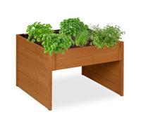 Relaxdays Robot Lawnmower Garage, Wood, HxWxD 52.5 x 79 x 74 cm, Planter Box, Mower Shelter, Garden Storage, Orange, 10% Fleece 90%