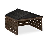 Relaxdays Robot Lawnmower Garage, Wood, HWD: 52.5 x 79 x 74 cm, Gable Roof, Mower Shelter, Garden Storage, Brown/Black