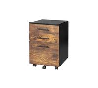 Relaxdays roll container, 3 drawers, hanging file, HxWxD: 57.5 x 40 x 40 cm, filing cabinet on castors, black/brown