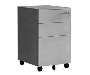 Relaxdays roll container, 3 drawers, HxWxD: 60 x 39 x 50 cm, lockable, on castors, metal, grey