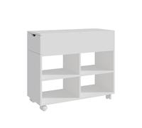Relaxdays roll container, 5 compartments, drawer, HxWxD: 61 x 70 x 30 cm, open, slim filing cabinet on wheels, white