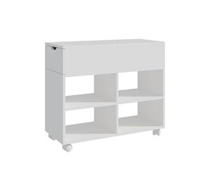 Relaxdays roll container, 5 compartments, drawer, HxWxD: 61 x 70 x 30 cm, open, slim filing cabinet on wheels, white