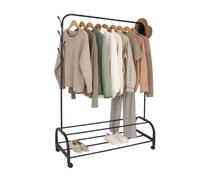 Relaxdays Rollable coat rack with 2 shelves