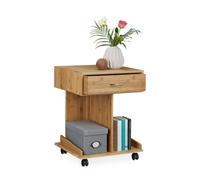 Relaxdays ROLLI Bamboo Side Table with Wheels