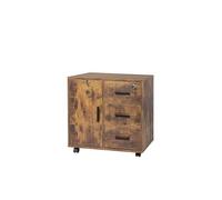Relaxdays Rolling Cabinet with 3 Drawers and 2 Doors, Lockable, Vintage Brown, 57x60x40 cm